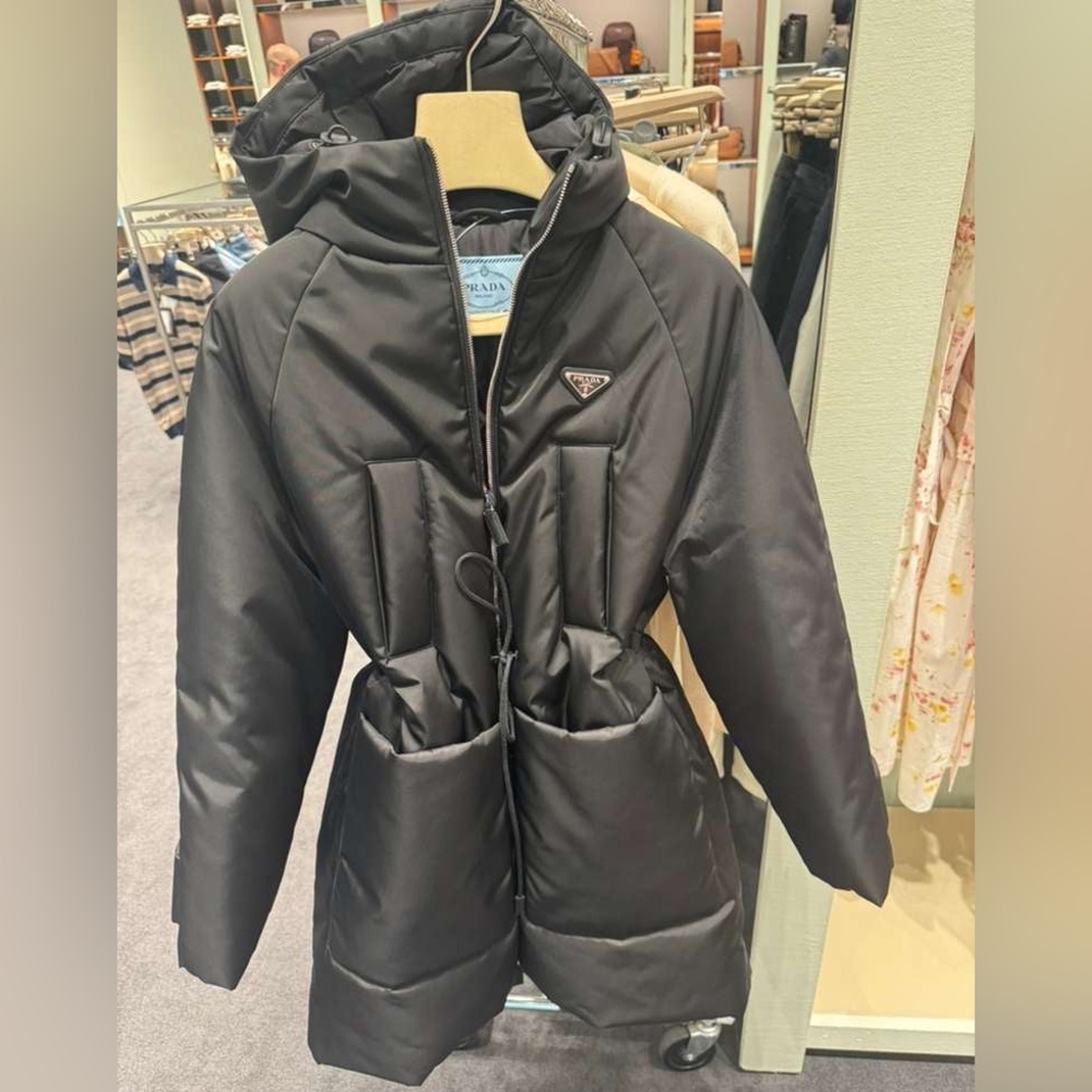 Prada Black Hooded Long Puffer Jacket